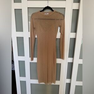 AFRM Tan Long Sleeve Dress with Sparkle